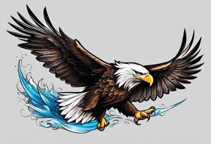 eagle flying with an oar tattoo idea