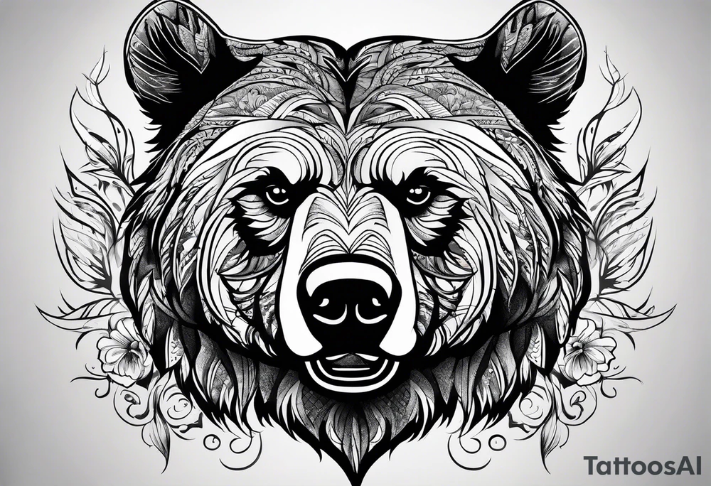 Grizzly Bear with a look of strength in their eyes tattoo idea