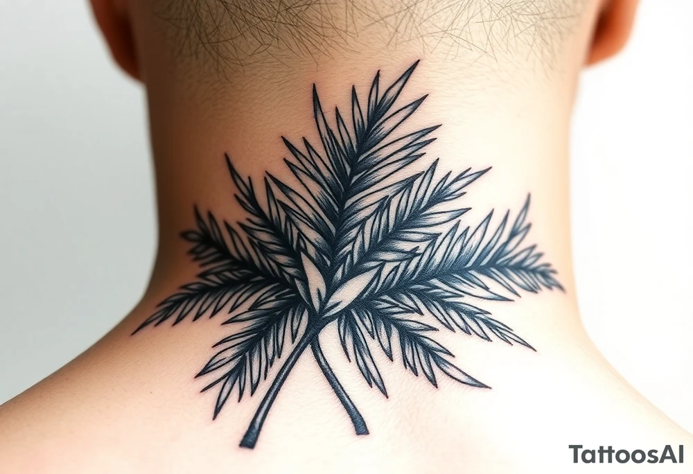 large woven palm leaves tattoo idea
