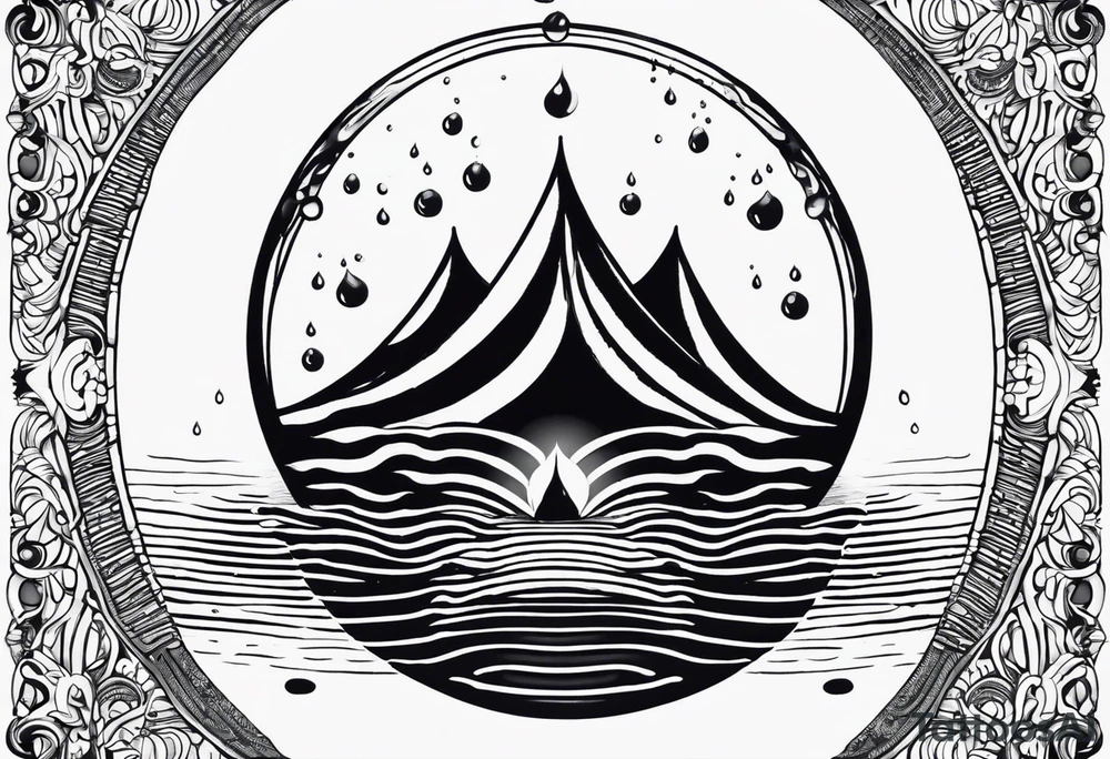 Mandala inspired Ripples in the water caused by a half moon that is dripping water Drops tattoo idea