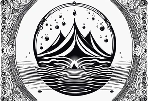 Mandala inspired Ripples in the water caused by a half moon that is dripping water Drops tattoo idea