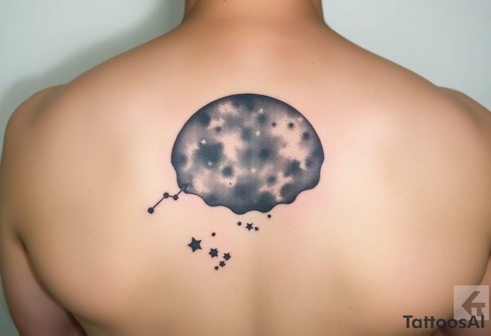 Night sky with a constellation seen through a frame of natural
silhouette tattoo idea