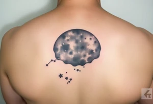 Night sky with a constellation seen through a frame of natural 
silhouette tattoo idea