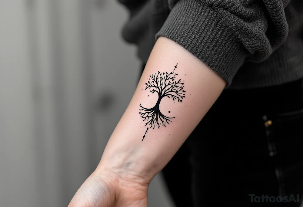 reloj de arena, arbol de la vida, universo tattoo idea