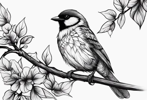 Bird powerfully looking while on a branch tattoo idea