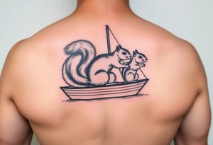 Squirrel family of 4 on a sailboat tattoo idea