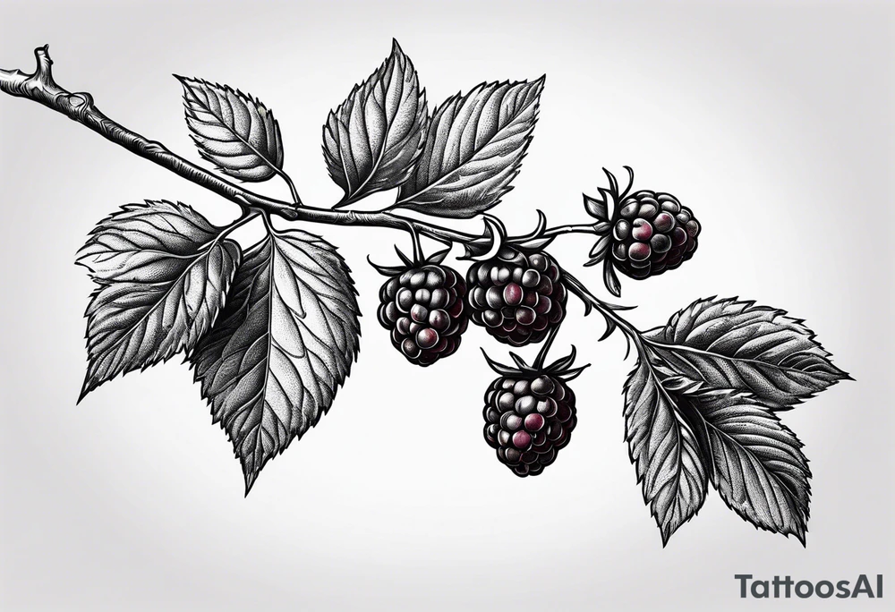 a small skinny raspberry branch that is hanging vertically tattoo idea