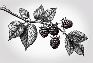 a small skinny raspberry branch that is hanging vertically tattoo idea