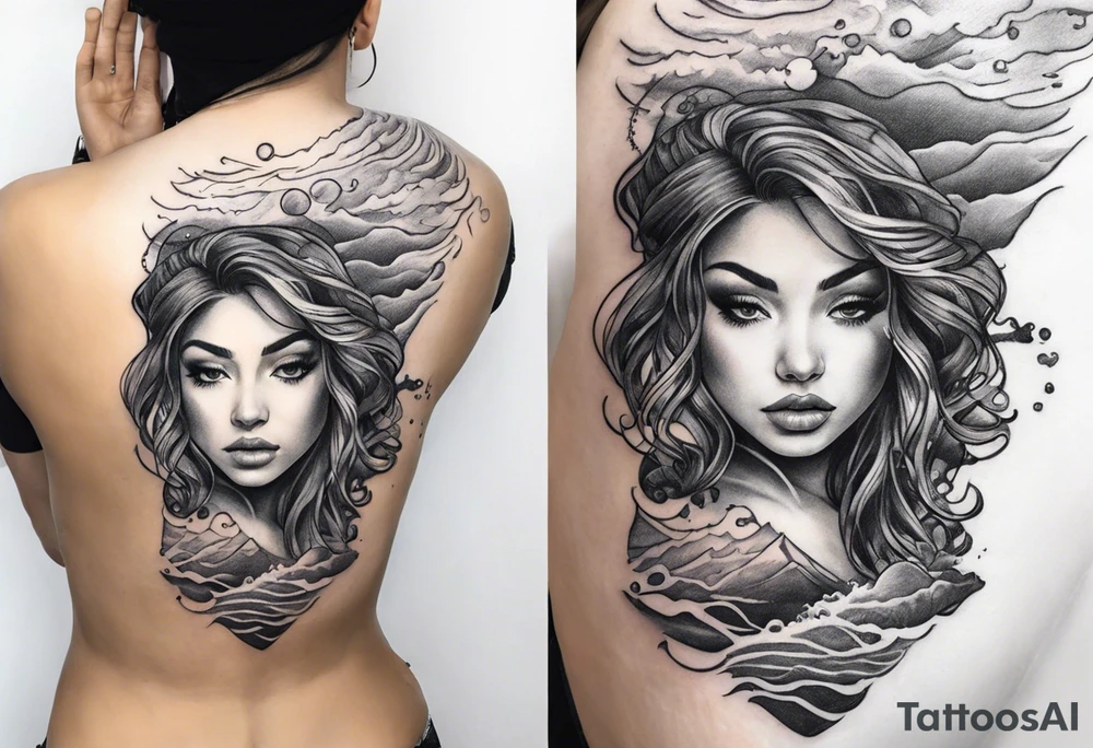 half of my tattoo is underwater and another half is above the ocean tattoo idea