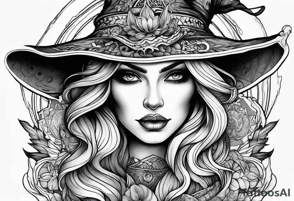 Beautiful witch tattoo idea