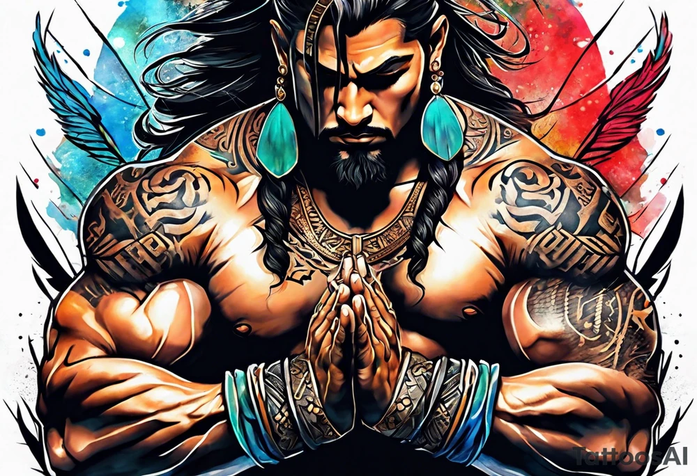 Praying warrior tattoo idea