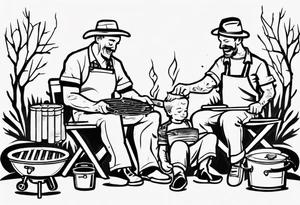 Father and son spending time grilling outside tattoo idea