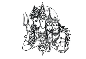 Lord Shiva, Godess Kali, Godess Lilith Together with the moon in the background tattoo idea