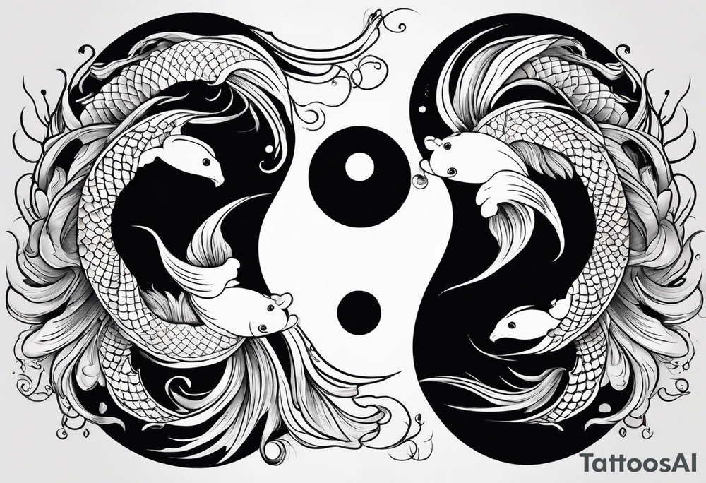 powerful majestic ying Yang symbol made of koi fish tattoo idea
