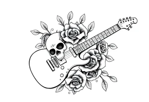 Electric guitar with skulls and roses tattoo idea