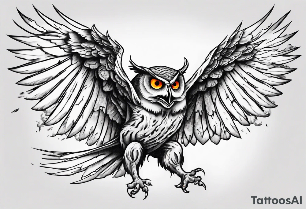 Demonic Owl Flying Attack. tattoo idea