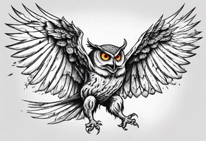 Demonic Owl Flying Attack. tattoo idea