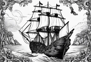 Pirate ship breaking in half tattoo idea