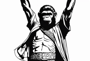 Caesar from planet of the apes with his arms up tattoo idea