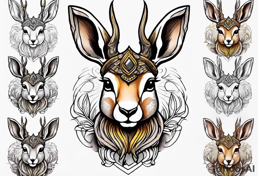 neo traditional jackelope tattoo idea
