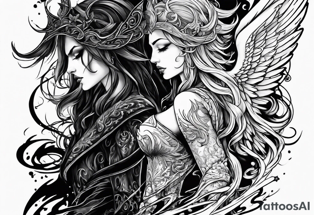 Angel Vs Demon for my soul tattoo idea
