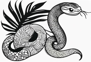 Little snake with monstera tattoo idea