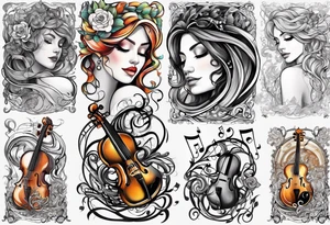 4 different tangled line designs representing music tattoo idea