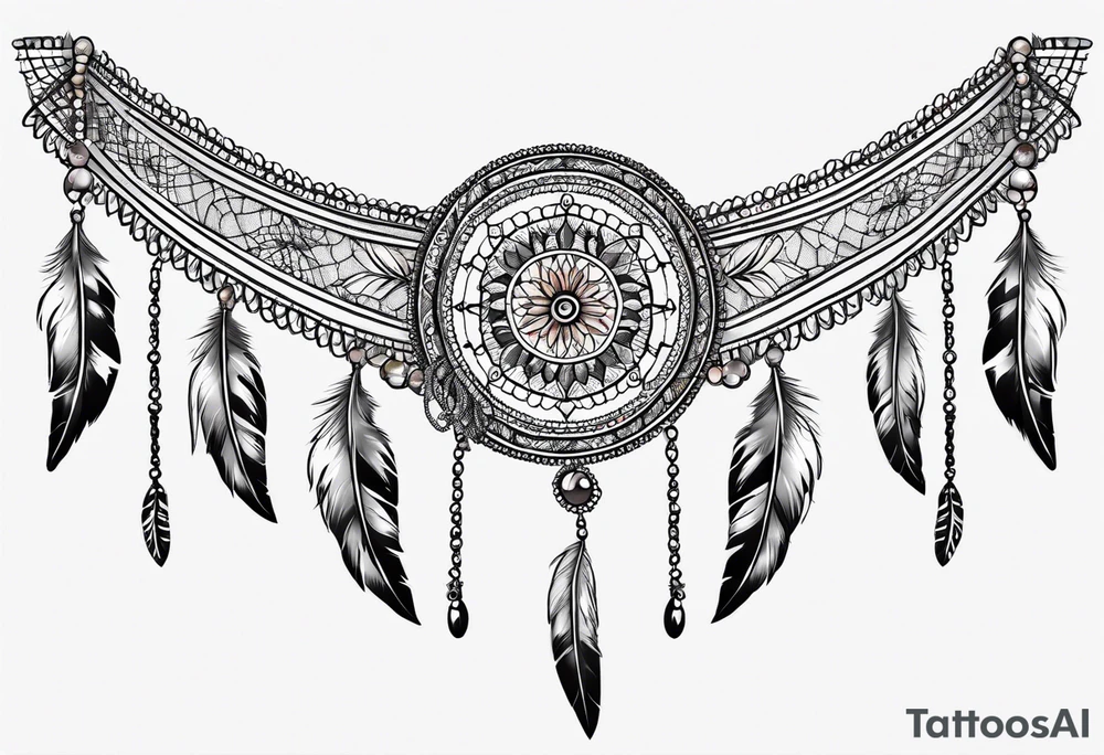 Lace garter with dreamcatcher tattoo idea