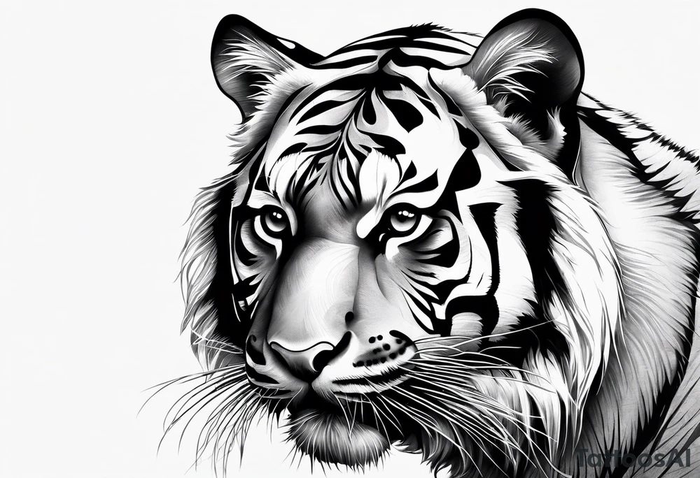 minimalist tiger water tattoo idea