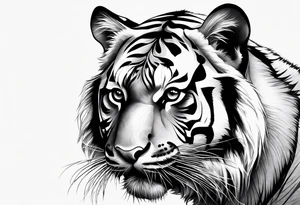minimalist tiger water tattoo idea
