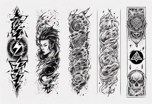 forearm sleeve thunder pattern tattoo idea