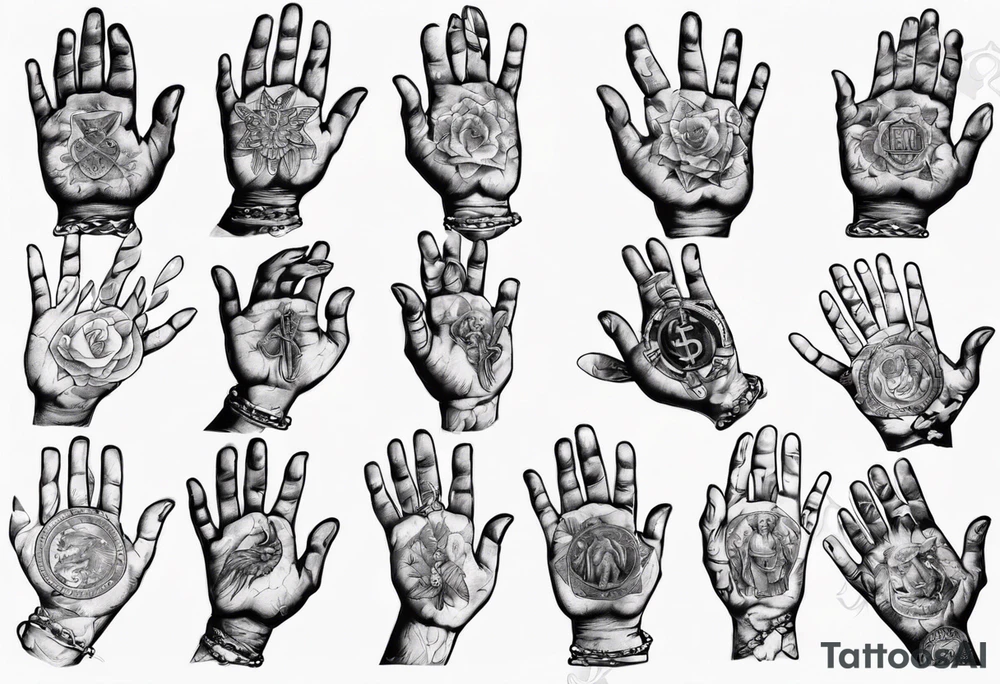 Hands of a praying man with money tattoo idea