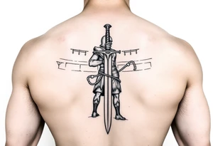gladiator standing arena short sword in hand tattoo idea