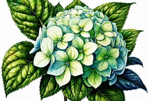 Single hydrangea with stem tattoo idea