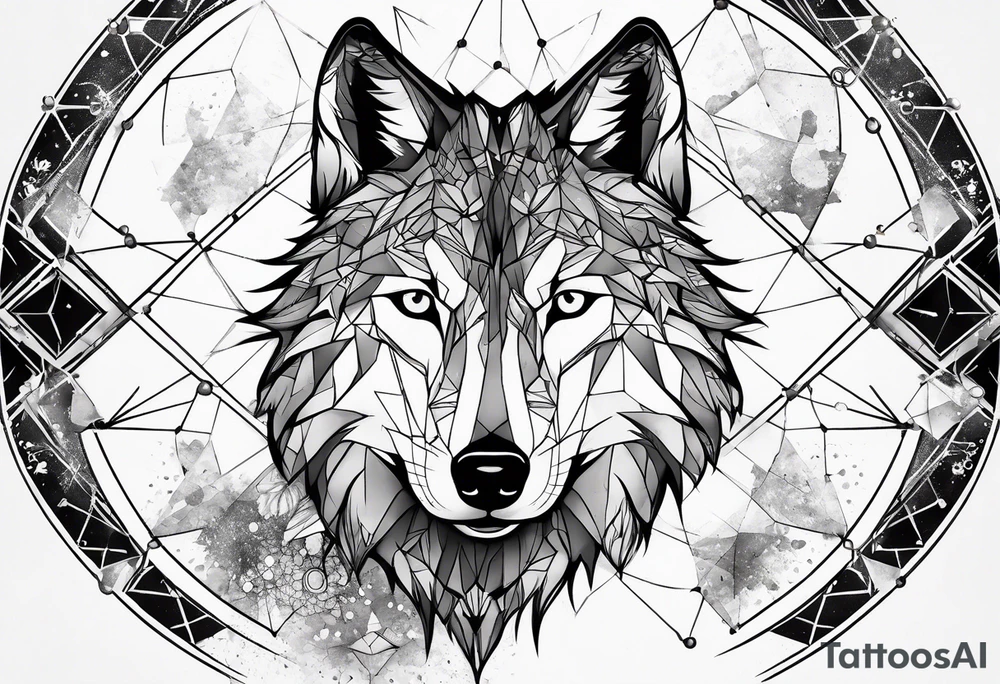 Constellation, two animal wolf, géométric tattoo idea