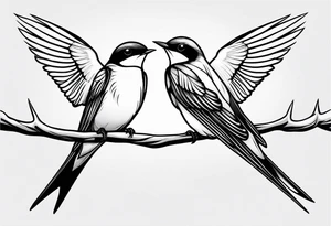 Pair of swallows, simple thin lines tattoo idea