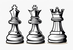 wooden chess queen piece contour tattoo idea