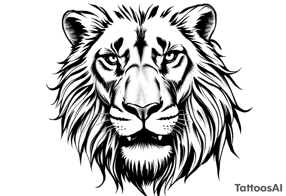 powerful majestic lion, close-up tattoo idea