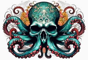 Octopus with skull tattoo idea