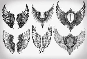Wings with the dates (1) 09/12/2012 and (2) 24/10/2023 in between the wings tattoo idea