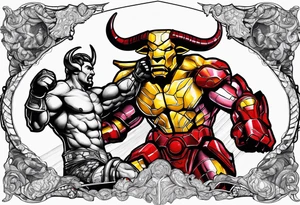 the minotaur fighting ironman tattoo idea