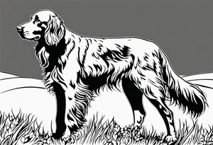 Full landscape Outline of an irish setter no fill less detail tattoo idea