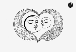 sun and moon in love tattoo idea