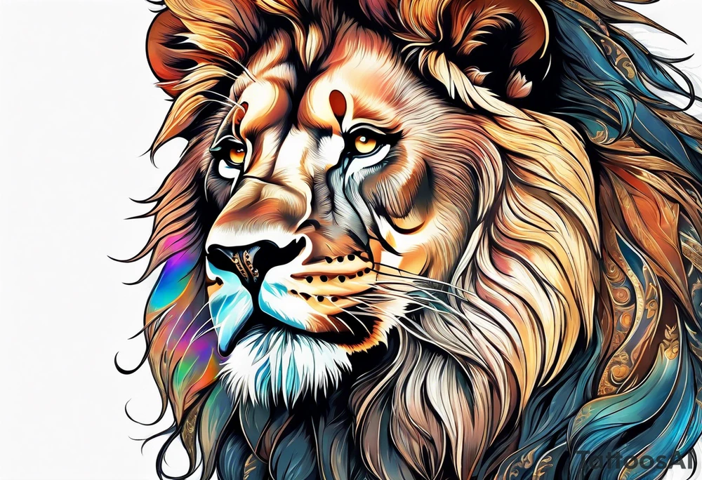 powerful majestic lion, close-up tattoo idea