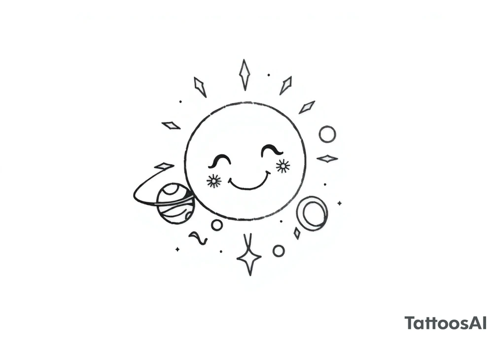 Smiley Cute solar system tattoo idea