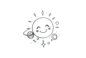 Smiley Cute solar system tattoo idea