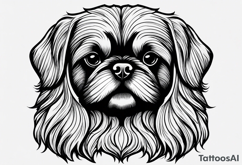The contour of the face of a pekingese with shih tzu mixed race god. Nothing besides the face. tattoo idea