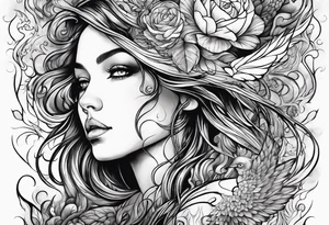 Resurrection strength and courage Beautiful Woman walking through fire and chaos to inner peace and self-love  ethereal tattoo idea