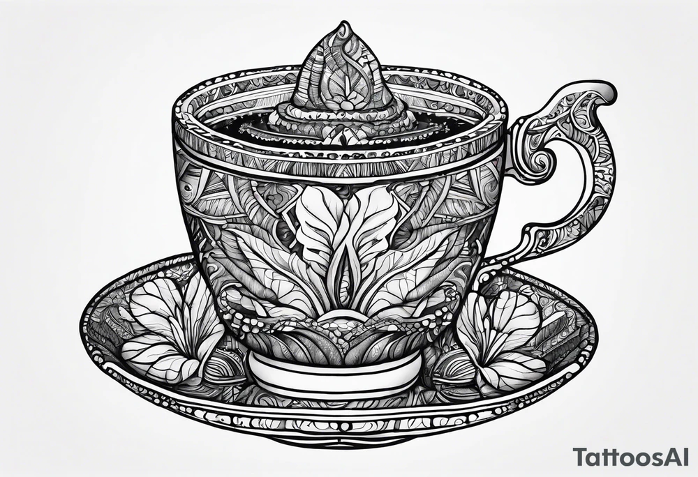 Ayahuasca mushrooms like a cup of tea made by indians tattoo idea