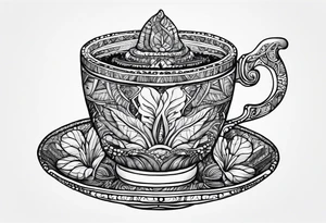 Ayahuasca mushrooms like a cup of tea made by indians tattoo idea